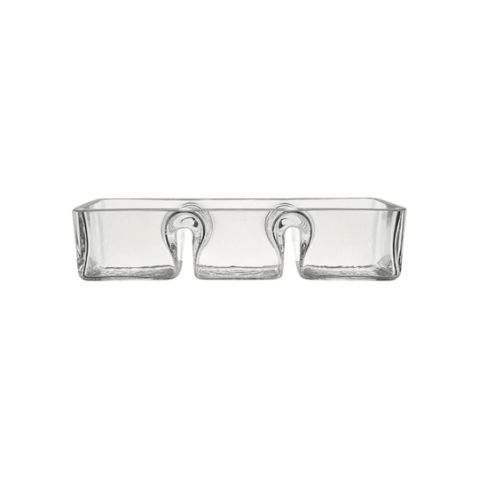 THREE-SECTION TEXTURED GLASS SERVING DISH by Krosno Glassworks, Poland Circa 1970s