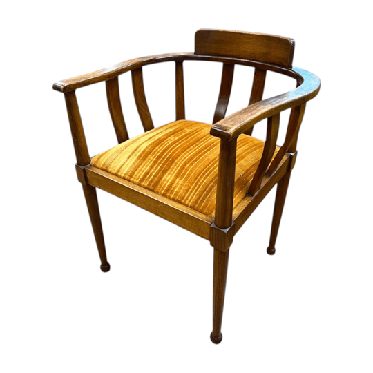 Timber Barrel Back Armchair with Mustard Velvet Seat