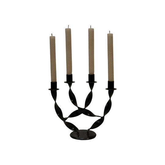 Black-Coated Steel Twist-Arm Candelabra