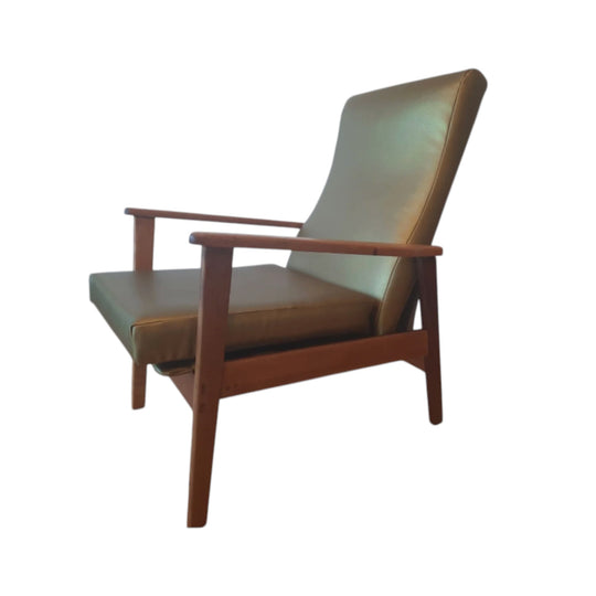 Mid-century lounge chair recliner in golden cactus leather