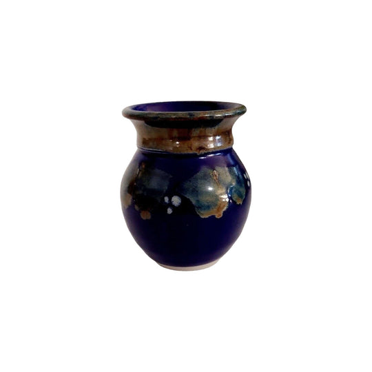 Tony Barnes Small Deep Blue with Abstract Flowers Vase