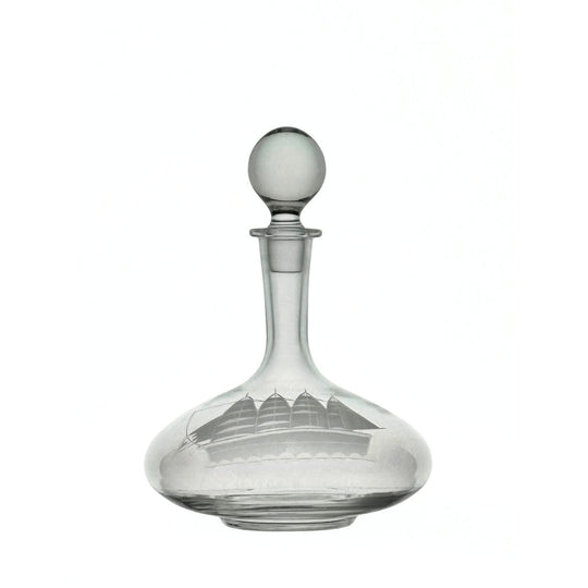 Toscani Ships Crystal Decanter, Etched with Clipper  Italy, circa 1970s