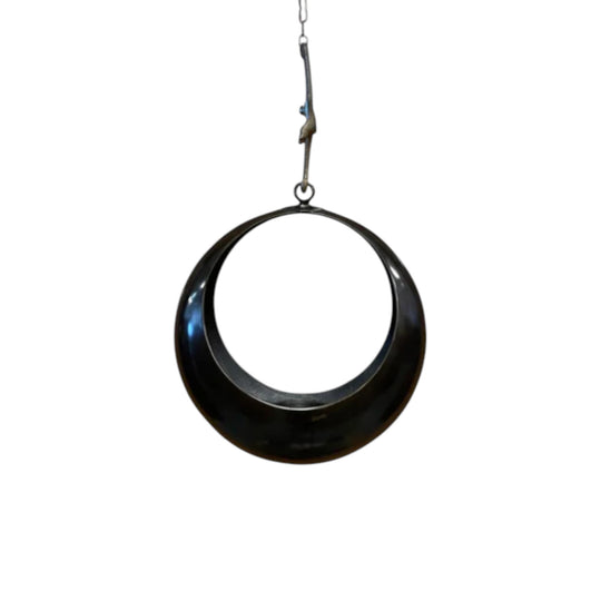 Vintage Japanese Bronze Crescent Moon Hanging Vase