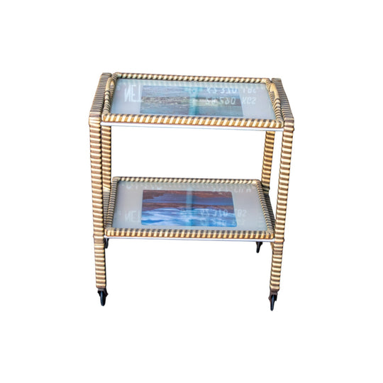 Tray Chic!  Mid-Century Trolley with Coastal Prints