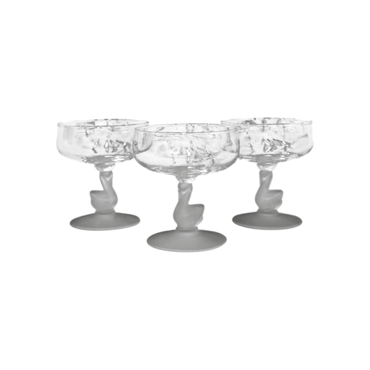 Trio of swan glass coupes