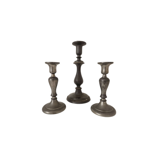 Trio of Vintage Grey Candlesticks