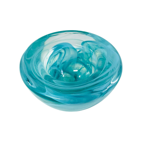 Anna Ehrner "Atoll" Swirl Art Glass Bowl for Kosta Boda in Mesmerizing Blue