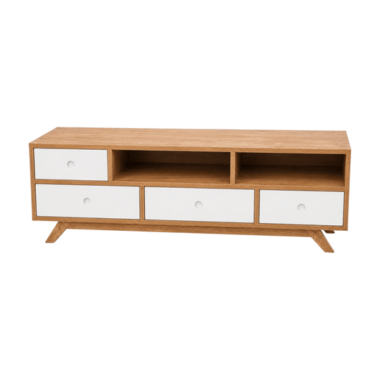 TV Unit Timber Entertainment Unit Mid Century Style Storage Drawers Console