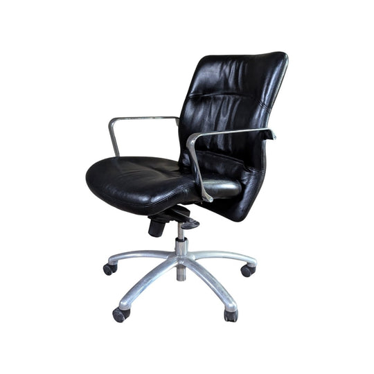 TWO | Black Leather Executive Desk Chairs