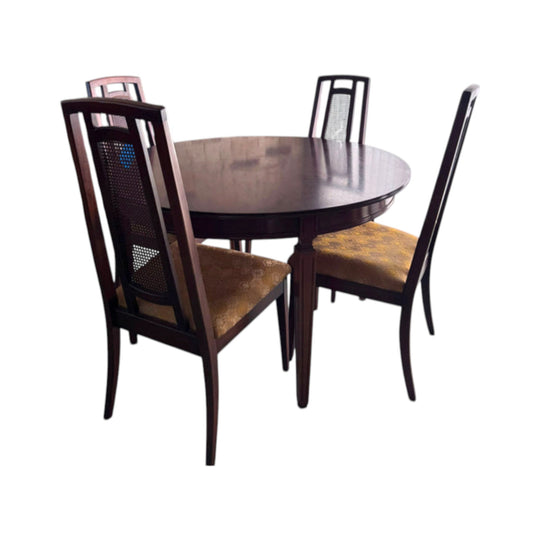 Dining Table Vintage Mahogany with 4 Cane Back Chairs Elegant Classic Set