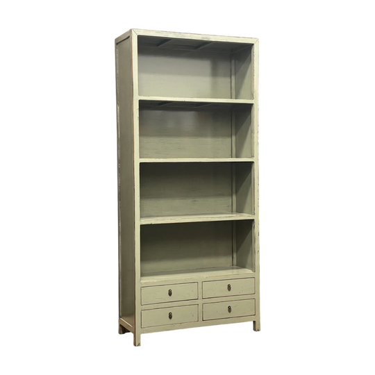 Chinese Sage Green Lacquered Bookshelf