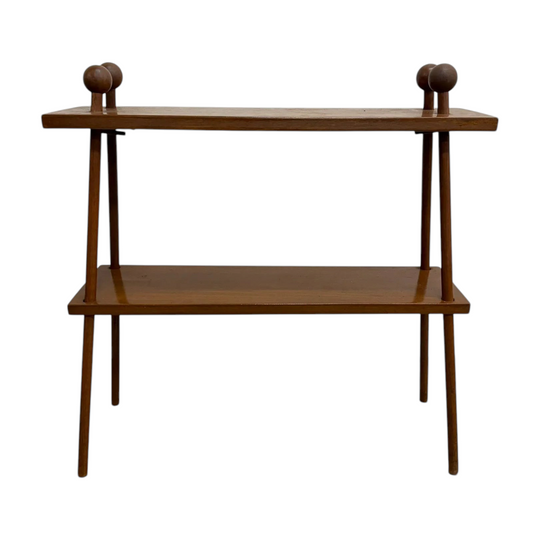Mid Century Custom Made Splayed Leg 2 Tier Shelf/ Side Table*