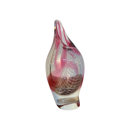Harrachov Harrtil Art Glass Vase | Pink Lattice Filigrana Crystal, Hand Blown 18cm