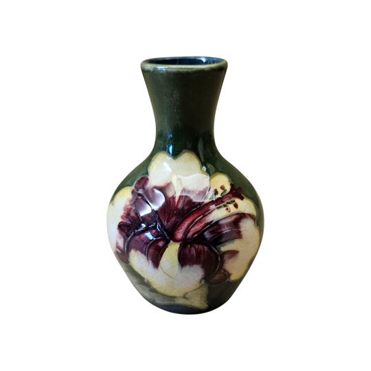 William Moorcroft Pottery Bud Vase "Hibiscus" Glazed - Rare