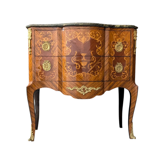 Circa 1930 French Louis XV Style Commode with Marble Top