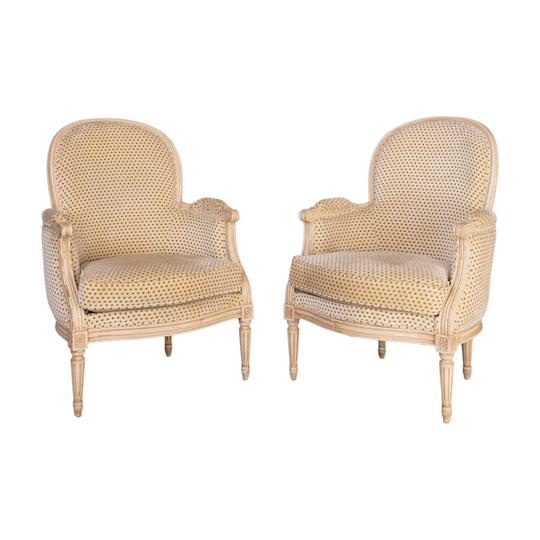 Vintage French upholstered 'fauteuils' from Provence
