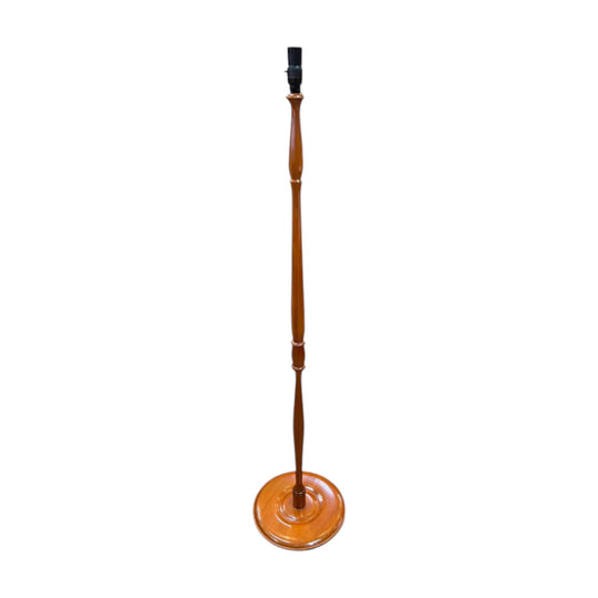turned timber floor lamp