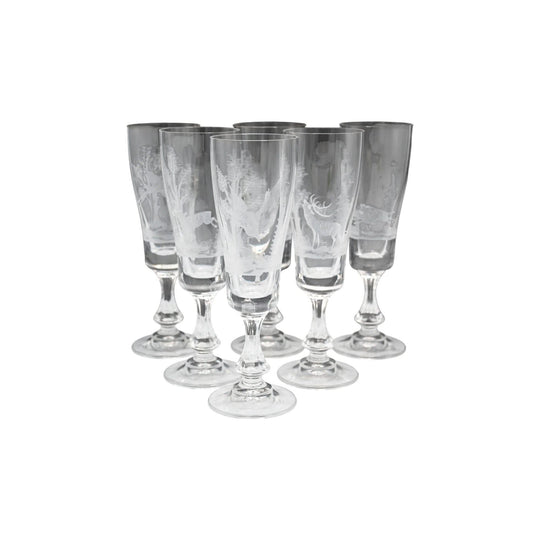 Unique Etched Crystal Champagne Flutes