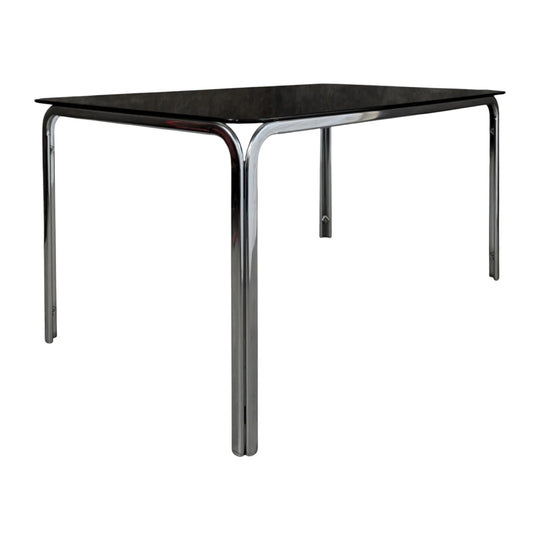 Gastone Rinaldi Style Chrome and Smoked Glass Dining Table Circa 1970s