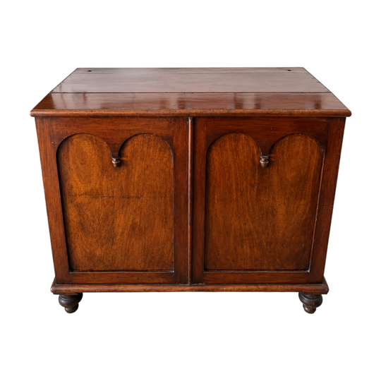 Antique Cedar Two-Door Sideboard Cabinet Arched Panel Design