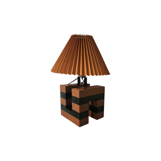 Upcycled Geometric Stripe Lamp with Pleated Lampshade
