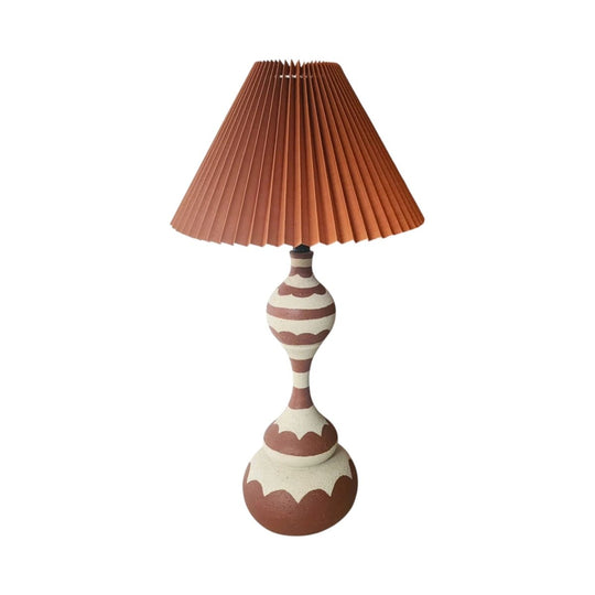 Upcycled Handpainted Scallop and Stripe Table Lamp