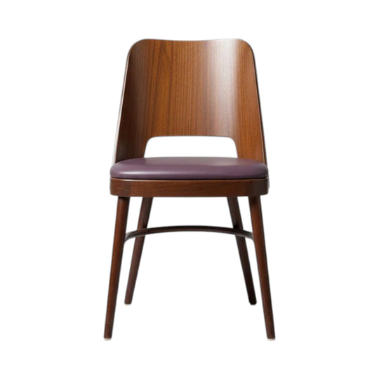 Original Thonet ‘Otto’ Dining Chairs – Oak Frames with Aubergine Upholstered Seats, 1955 Design