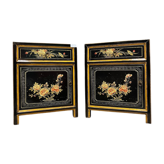Chinese Black Lacquered Side Cabinet