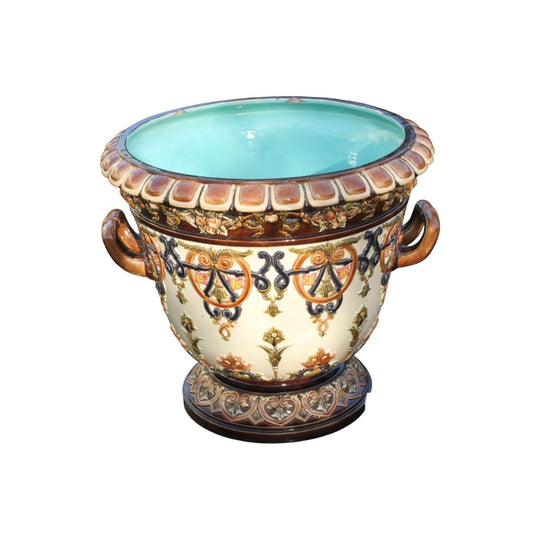 Very large French majolica jardiniere