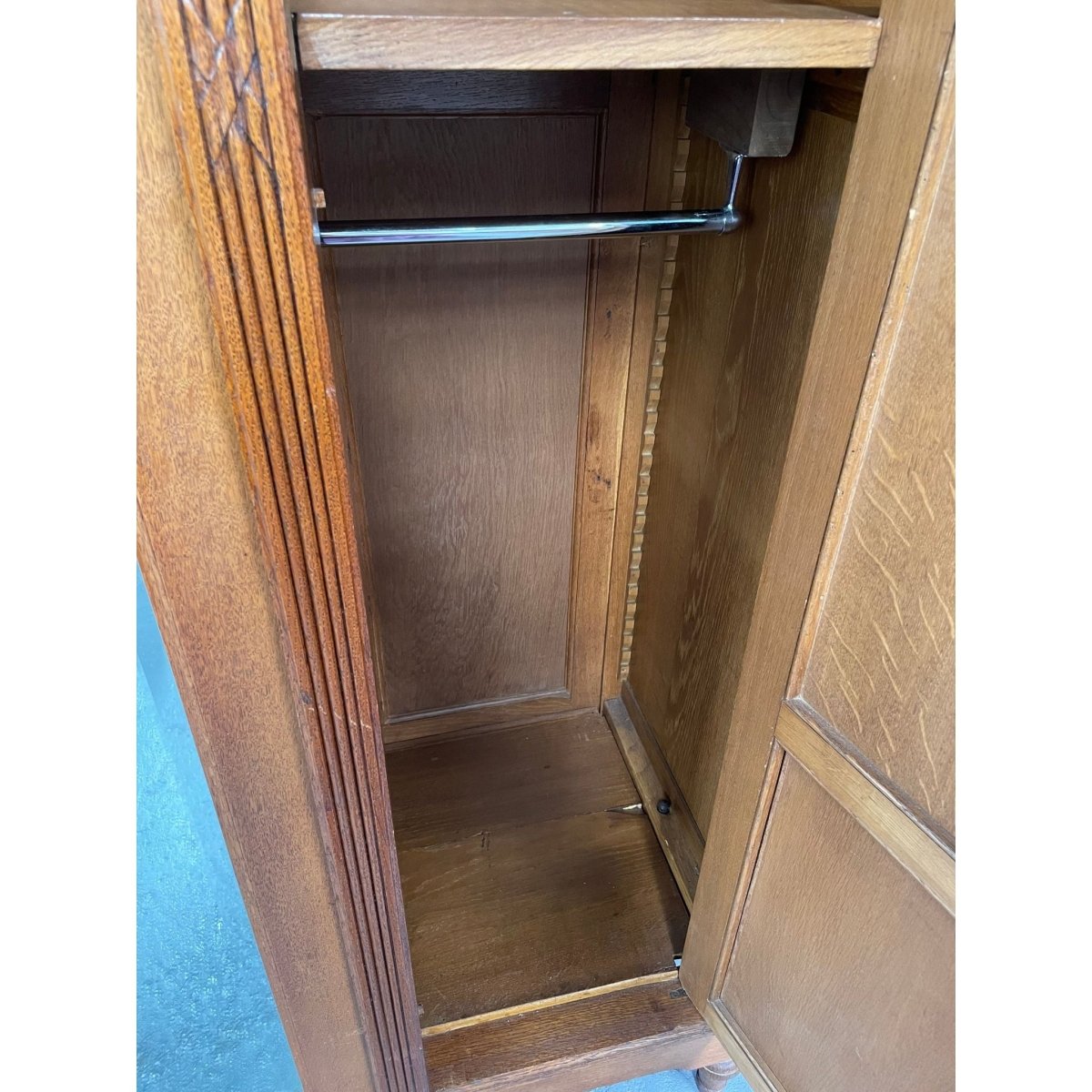 Very Practical & Decorative Antique French Oak Three Door Armoire | Bazaa | Designer, Vintage and Antique Furniture