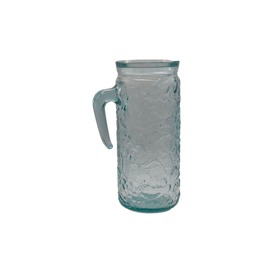 Vetreria Etrusca Green Embossed Fruit Pattern Pitcher.