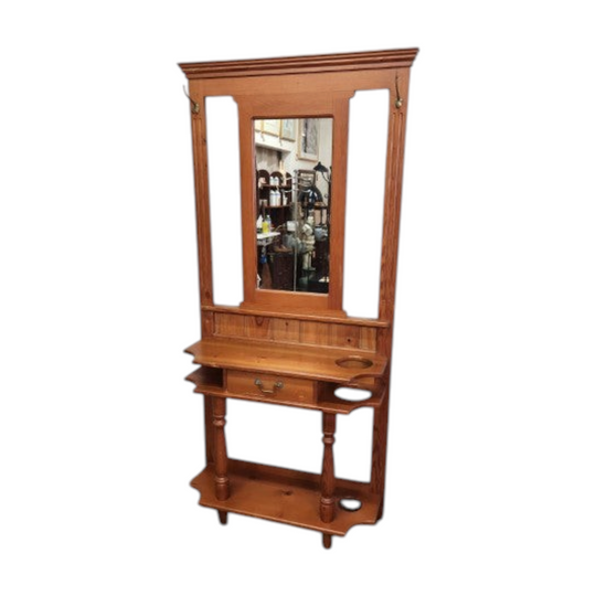 Vintage Pine Hall Stand with Mirror