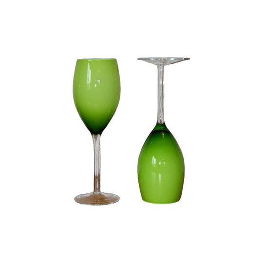 Vibrant Lime Green Coloured long stemmed Wine Glasses. Set of 2