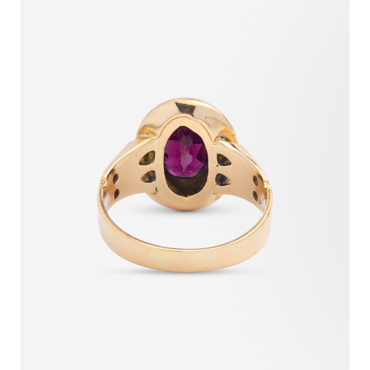 Victorian 9 Karat Gold Rhodolite-Type Garnet & Seed Pearl Ring by Shafer & Douglas, Newark | Bazaa | Designer, Vintage and Antique Furniture