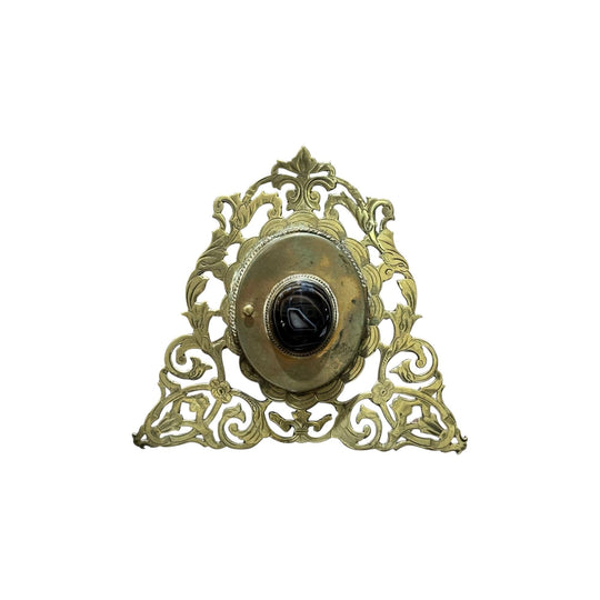 Victorian brass picture frame with cabochon agate c.1890