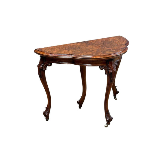 Victorian burr walnut card table c.1870