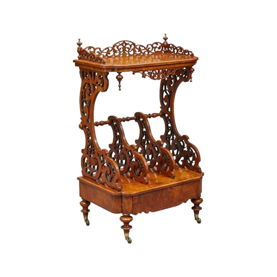 Victorian Burr Walnut Music Canterbury, c. 1860