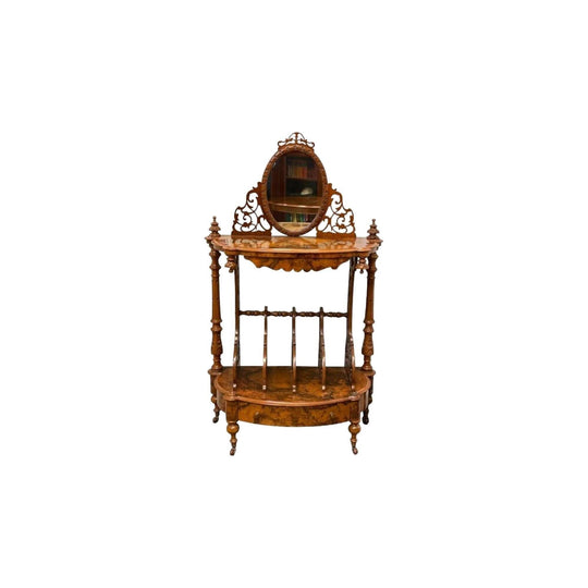 Victorian Burr Walnut Music Canterbury, c.1870