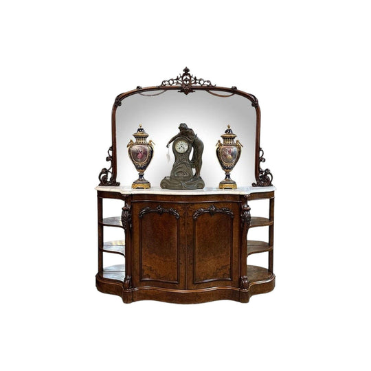 Victorian burr walnut serpentine credenza c.1860