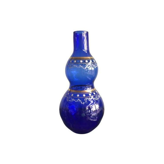 Victorian glass sapphire blue gourd shape vase