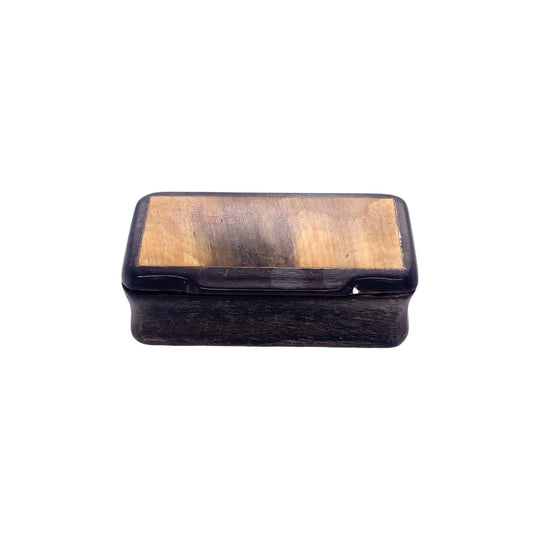 Victorian Horn Snuff Box with Blonde Horn Inlay c.1850