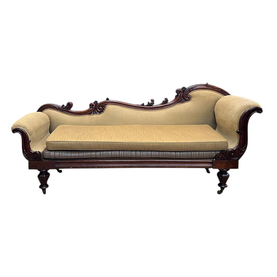 Victorian mahogany carved chaise lounge c.1870