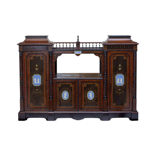 Victorian Neoclassical Credenza in Amboyna and Mahogany