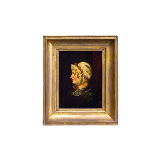 Victorian Oil on Canvas 'Silhouette' Portrait in Gilt Frame