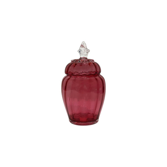 Victorian ruby glass baluster shaped lidded jar