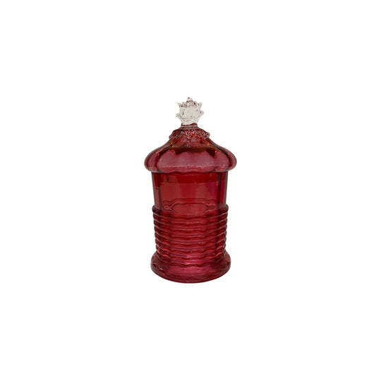 Victorian ruby glass lidded jar