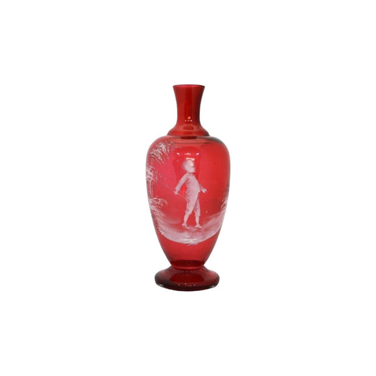 Victorian Ruby Mary Gregory Vase, c.1880