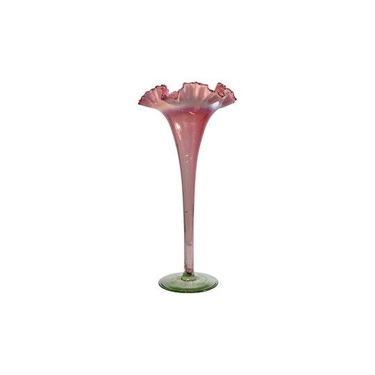 Victorian Ruby Vaseline Trumpet Vase, c.1890