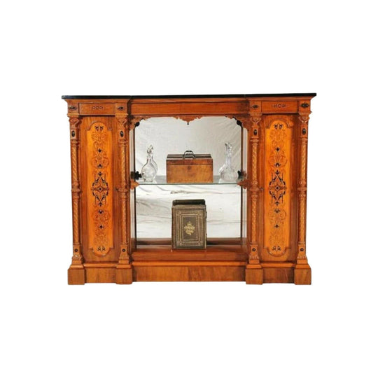 Victorian Walnut & Satinwood Marquetry Cabinet, c.1870