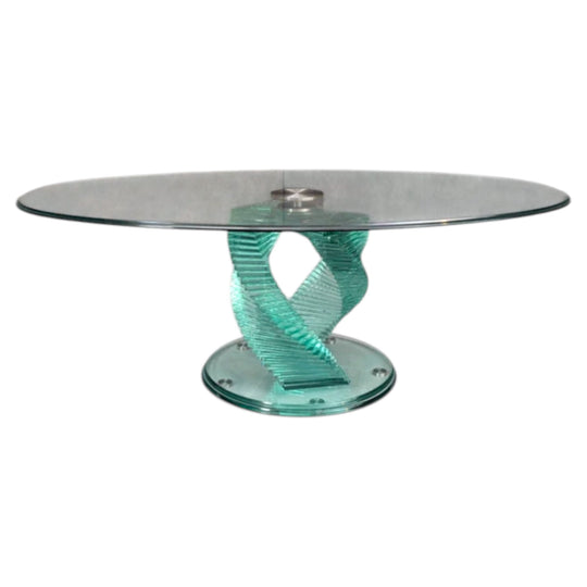Circa 1980 Vintage Danny Lane Style Double Helix Glass Coffee Table